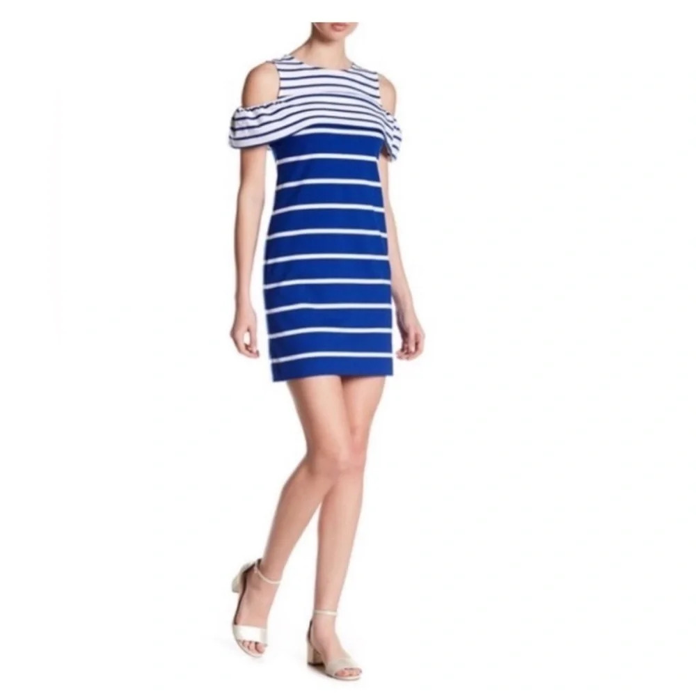 Vince Camuto Blue & White‎ Striped Dress size 2